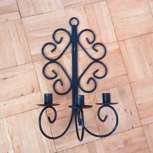 Wall candle holder vintage black metal wall candle holder sconce